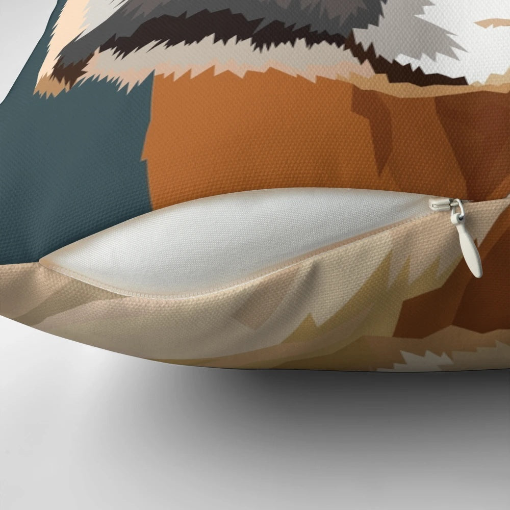 A vibrant yellow labrador retriever digital art illustration used as a pillow design.