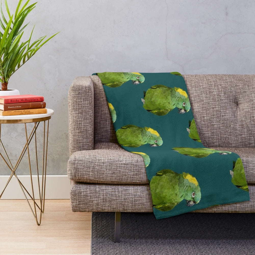 Colorful yellow naped amazon parrot plush blanket