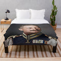 Colorized portrait of Kaiser Wilhelm II, German Emperor, on a plush blanket