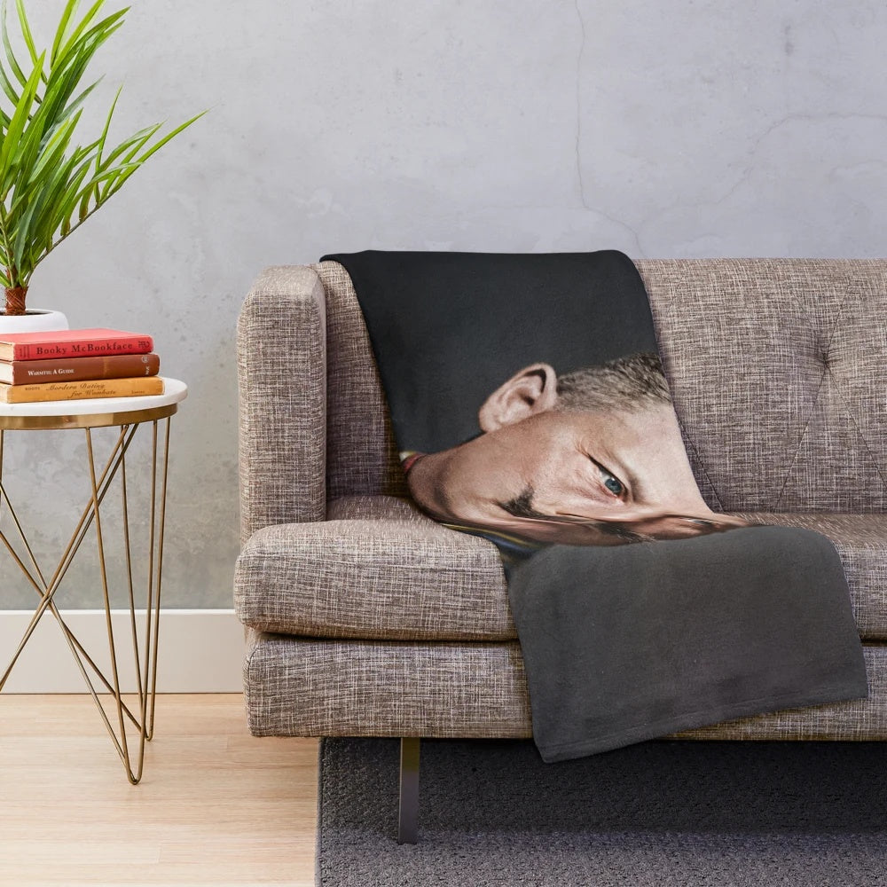 Colorized portrait of Kaiser Wilhelm II, German Emperor, on a plush blanket