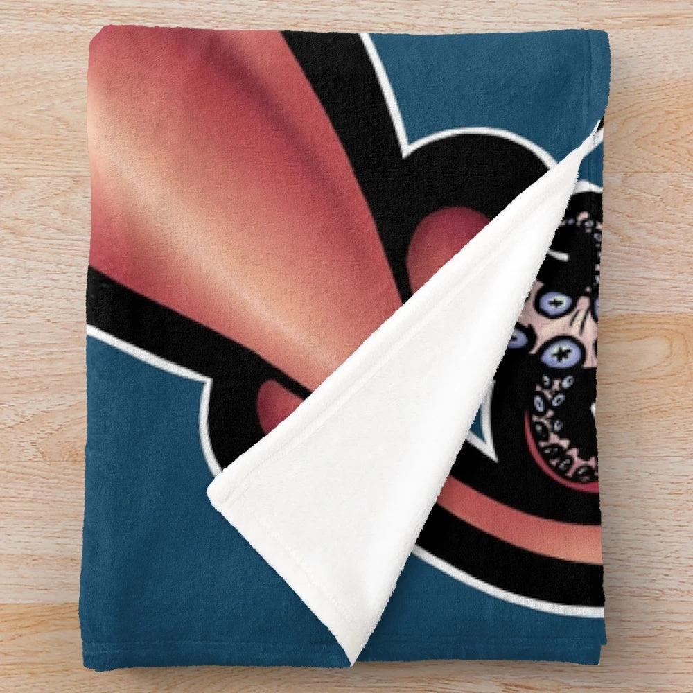 Vibrant red giant squid Architeuthis plush throw blanket