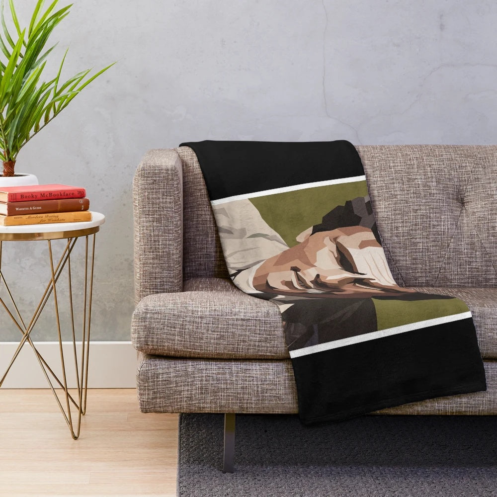Columbo-inspired graphic plush blanket
