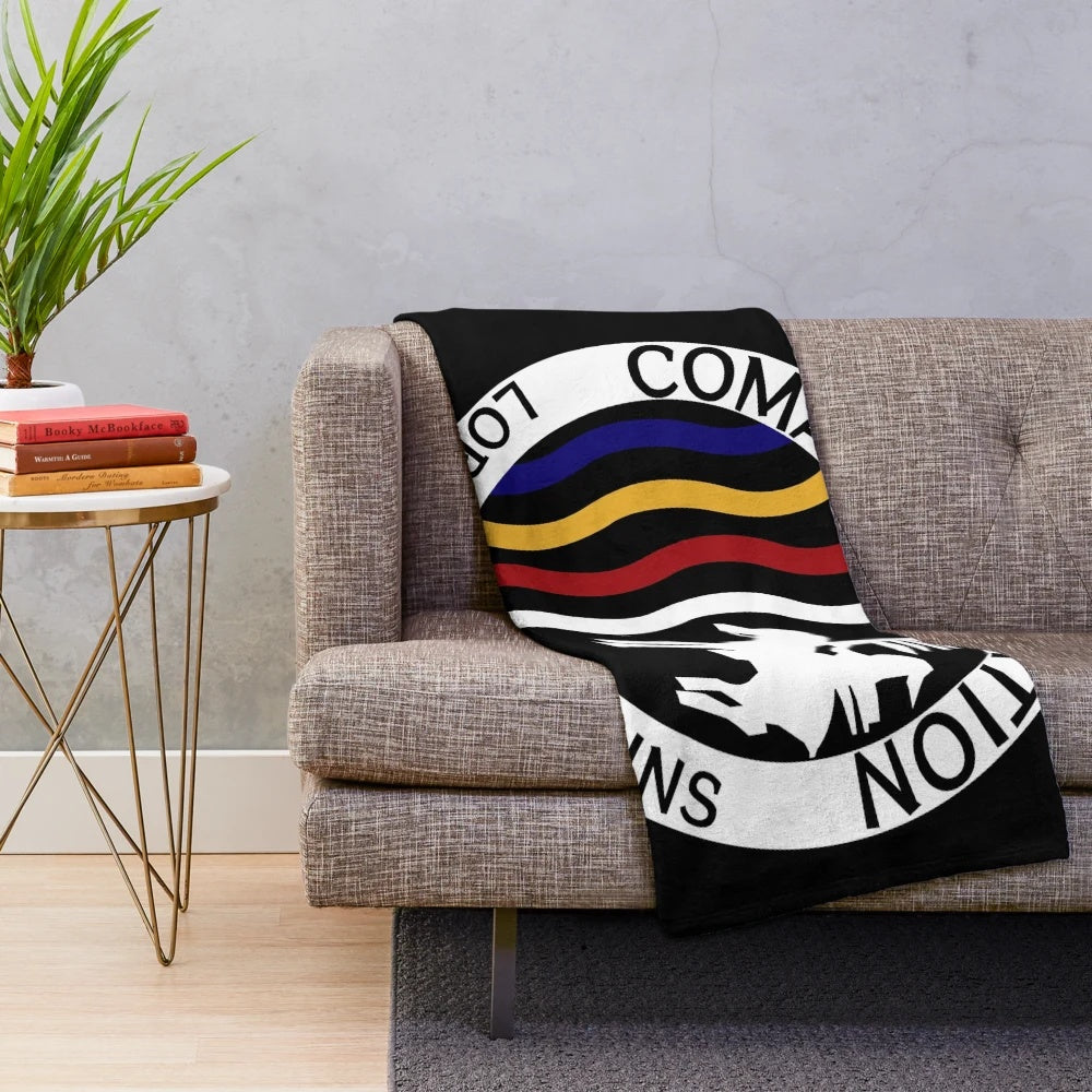 Comanche-inspired plush blanket featuring the Comanche Nation seal