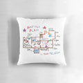 Whimsical "Home Alone" inspired pillow featuring Kevin McCallister's battle plan