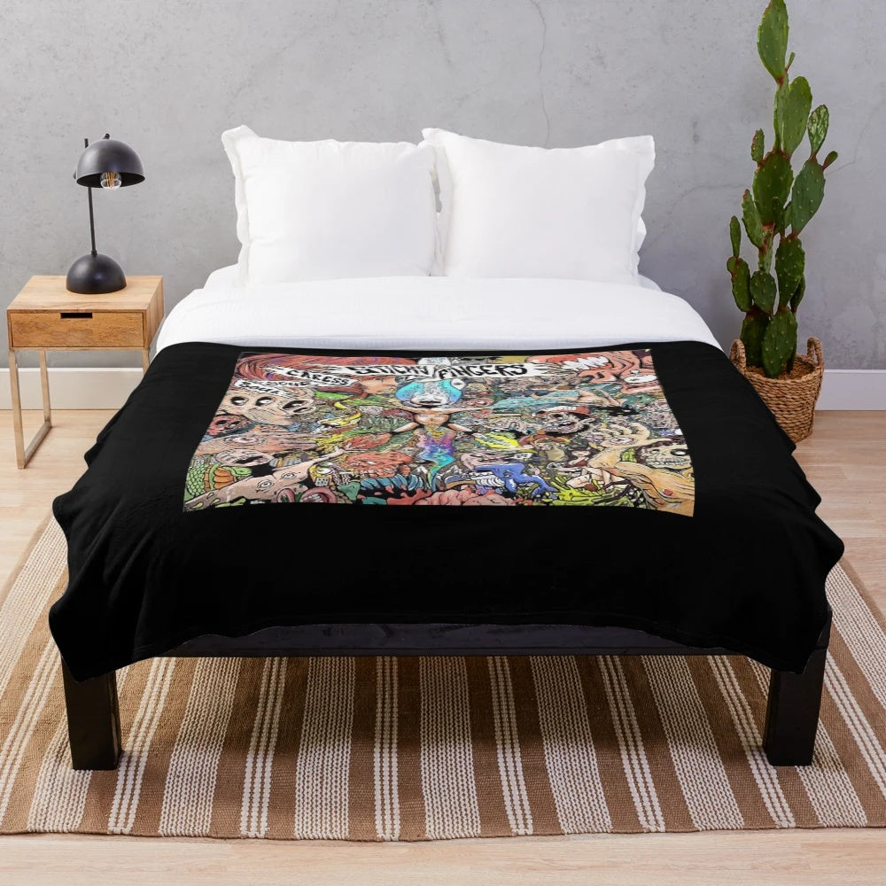 Plush indie rock-inspired blanket for cozy comfort