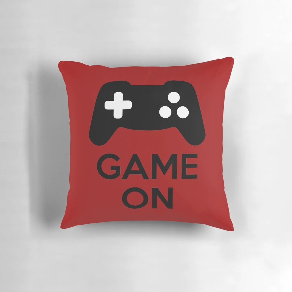A plush, decorative pillow with a gaming-inspired design, perfect for gamers and video game enthusiasts.