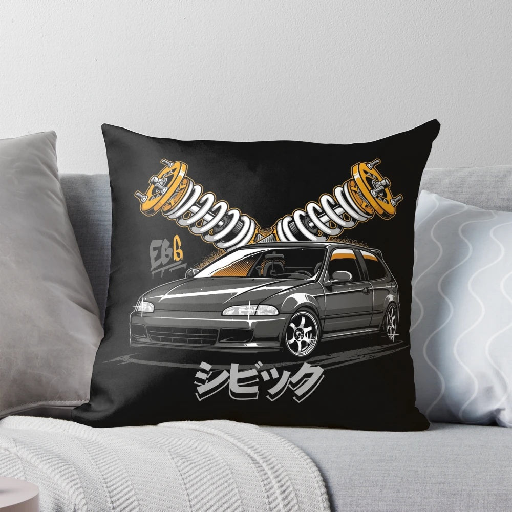 Honda Civic inspired throw pillow with vibrant design