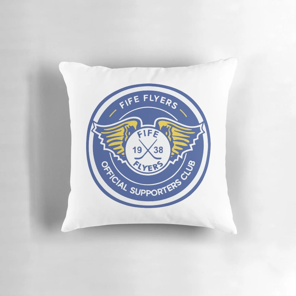 Soft and cozy pillow featuring the logo of the Fife Flyers hockey team