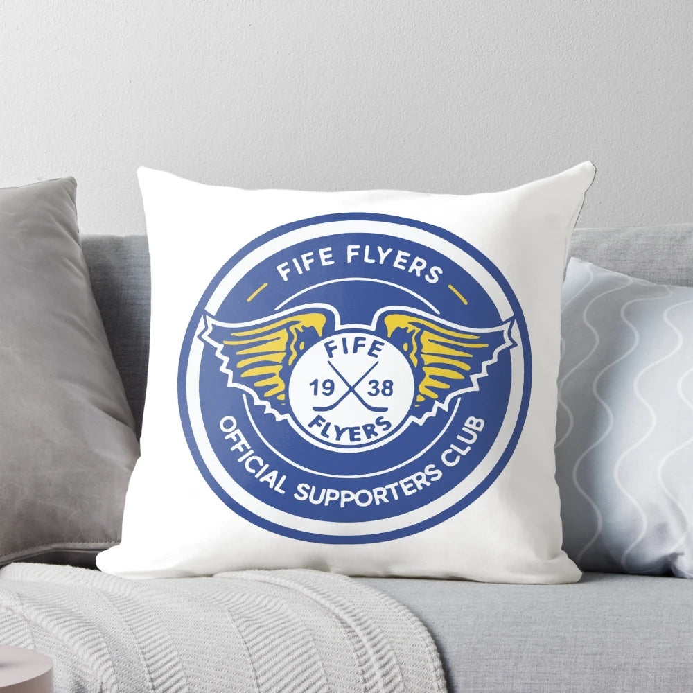 Soft and cozy pillow featuring the logo of the Fife Flyers hockey team