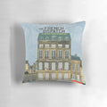 The French Dispatch' inspired transportation full work pillow with a retro, vintage aesthetic
