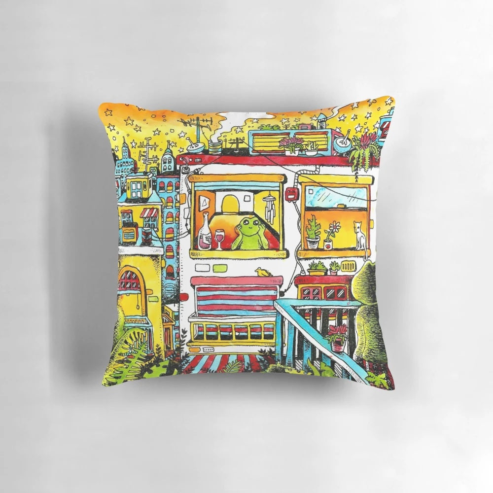 Cozy balcony pillow in a modern design for outdoor seating areas