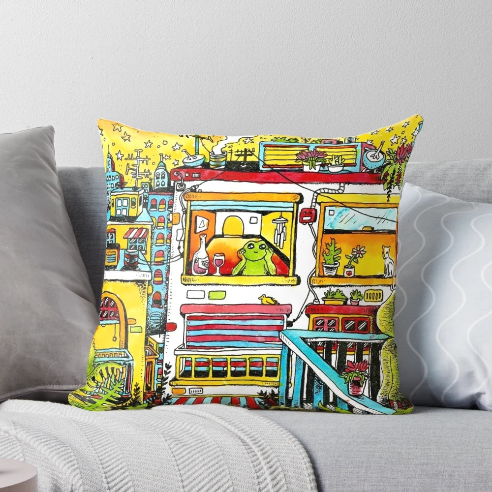 Cozy balcony pillow in a modern design for outdoor seating areas