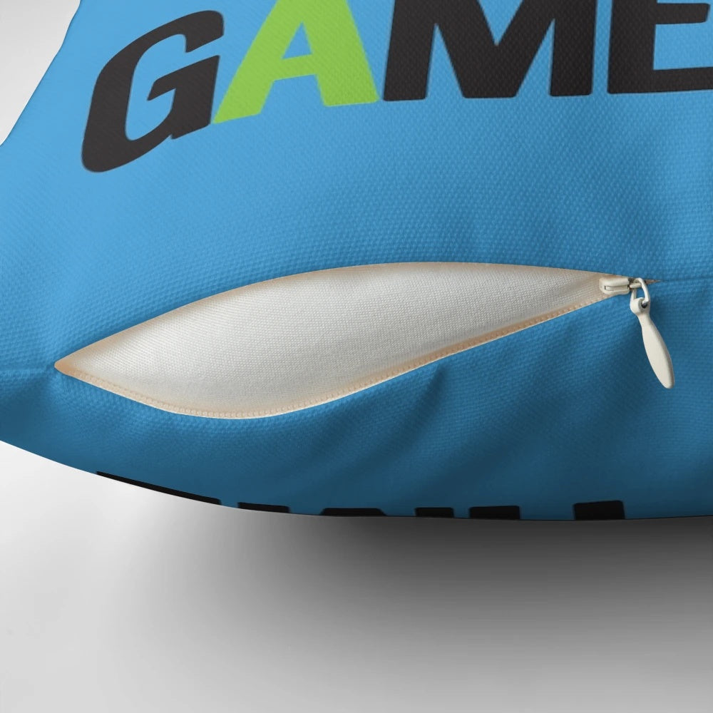 A plush, comfortable blue pillow featuring a game controller design, perfect for gamers and video game lovers.