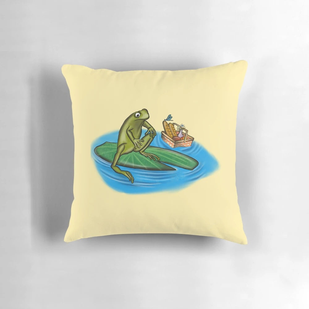Soft, plush chill frog pillow perfect for relaxing and decorating your home.