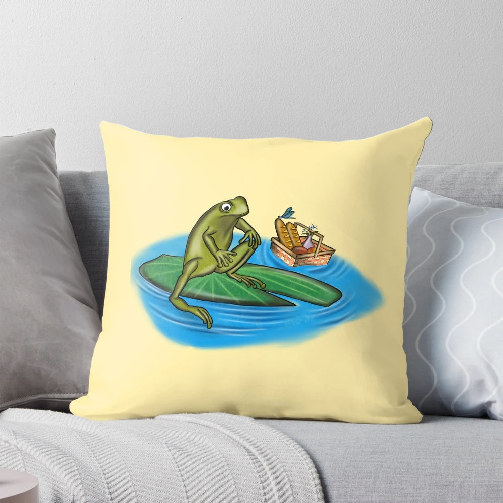 Soft, plush chill frog pillow perfect for relaxing and decorating your home.