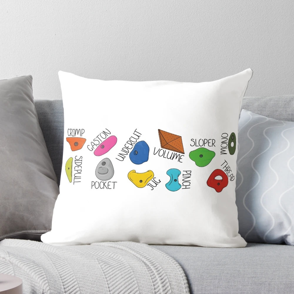 A soft, durable climbing holds pillow designed for rock climbers to enhance training and recovery.