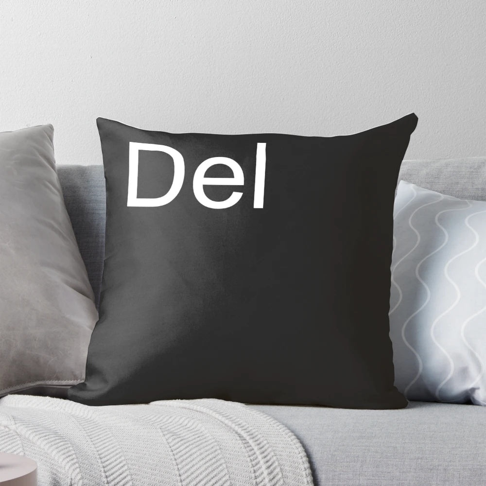 Black computer keyboard pillow with Ctrl, Alt, and Delete keys