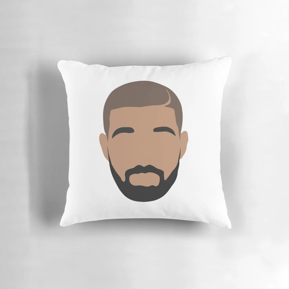 Soft, plush pillow featuring the image of Canadian rapper Drake