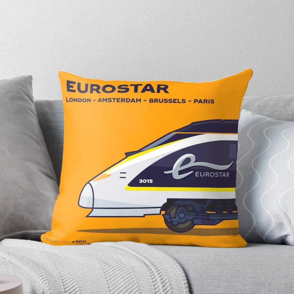 Soft, supportive Eurostar train pillow for enhanced comfort during high-speed rail travel