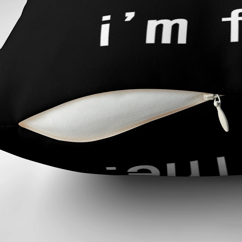 A soft, high-quality pillow featuring the "I'm Fine" Vuln Stacks design from Final Fantasy XIV