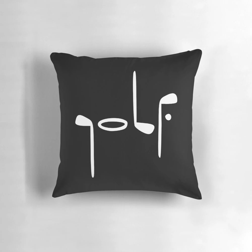 Soft, plush golf pillow with embroidered golf ball design