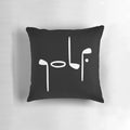 Soft, plush golf pillow with embroidered golf ball design