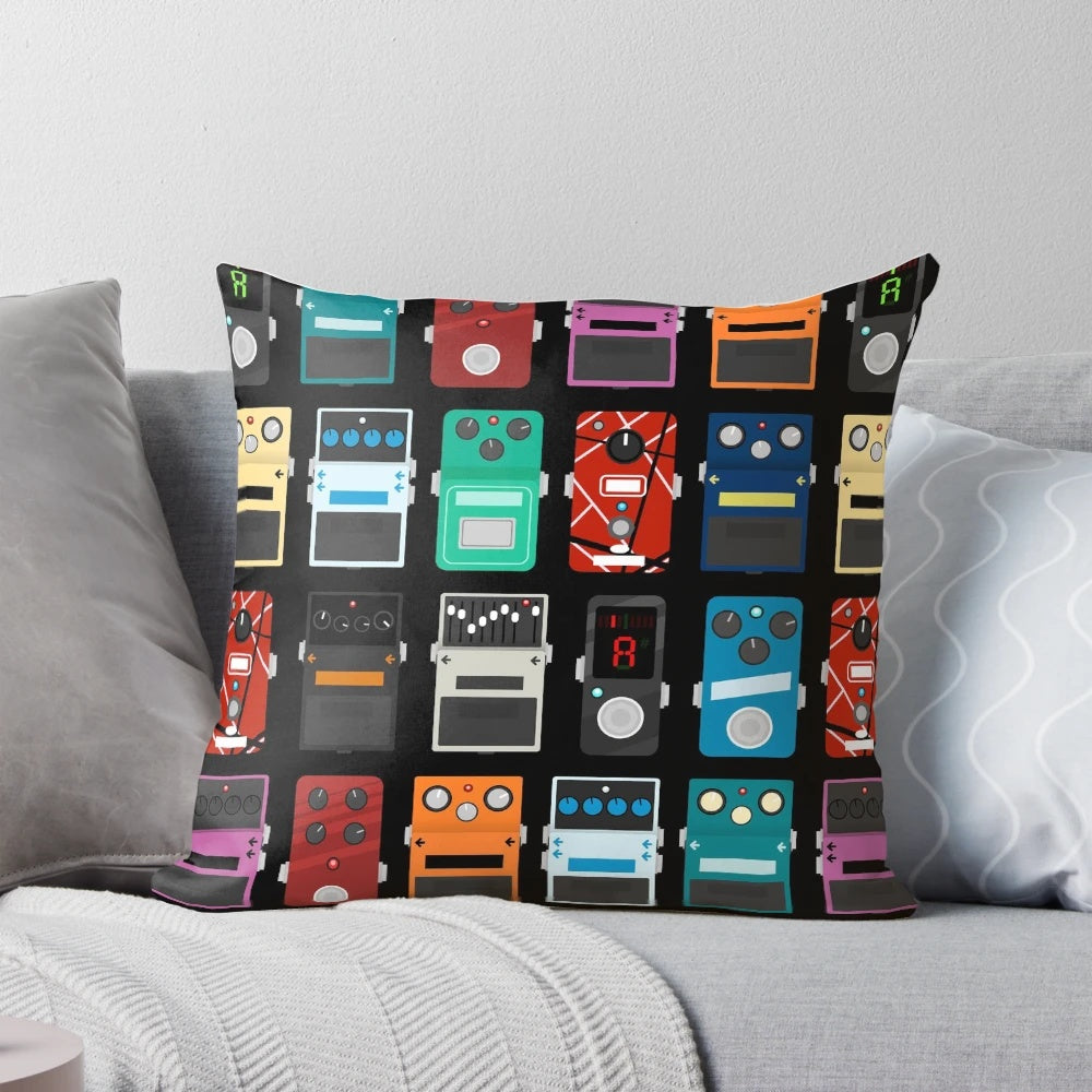A soft, plush pillow designed to provide a comfortable surface for guitar pedals and effects on a pedalboard.