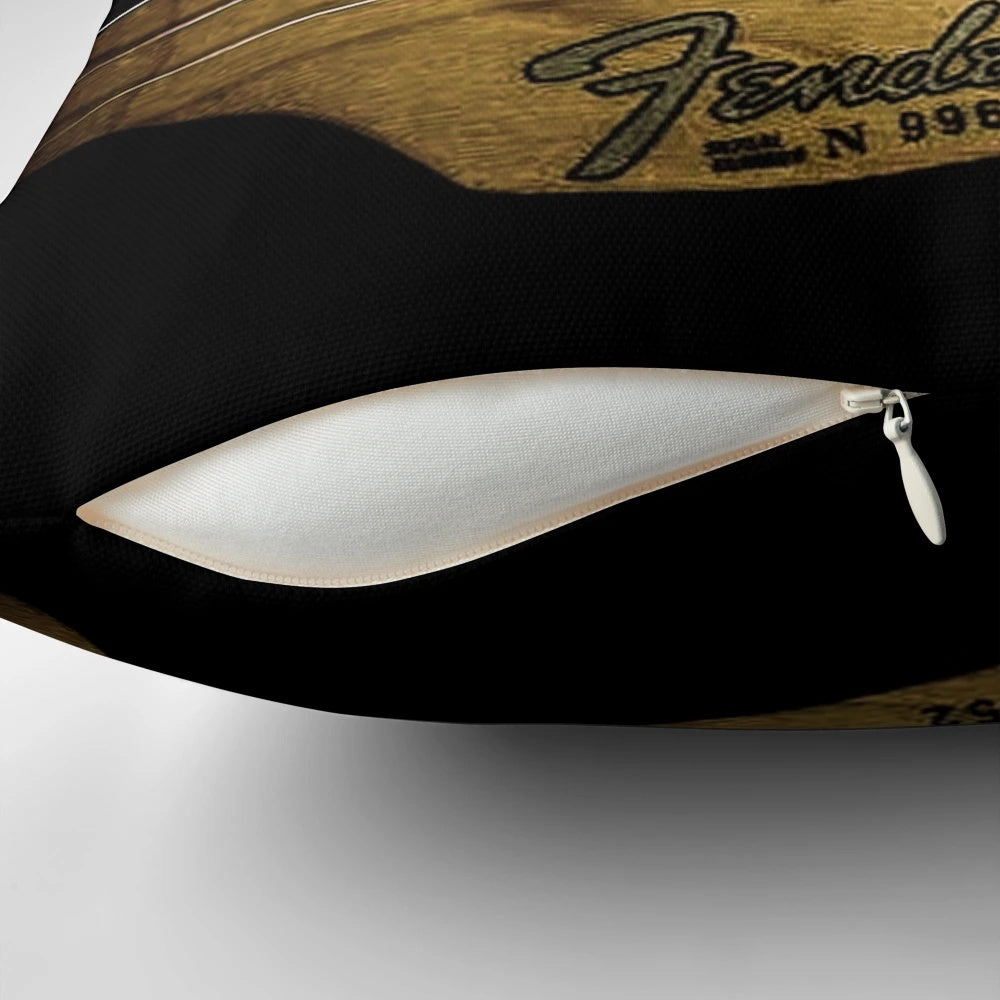 Soft, plush pillow featuring an electric guitar design, perfect for music lovers.