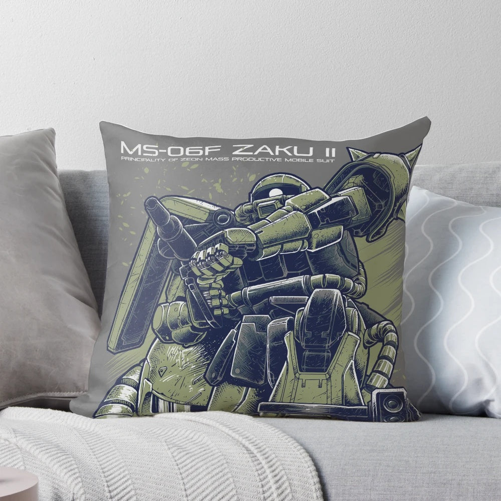 Soft and plush Gundam Zaku anime-themed pillow