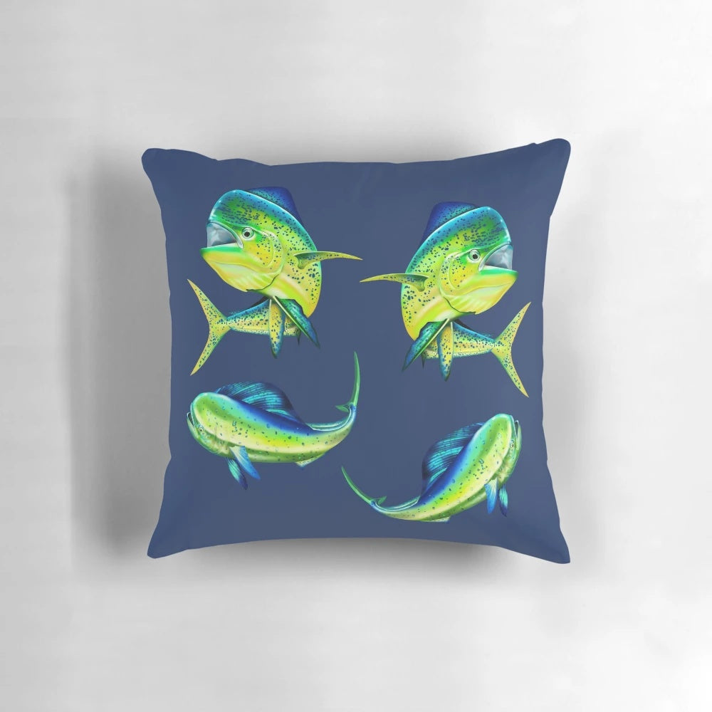 Soft, high-quality pillow featuring a mahi mahi or dolphin fish design for a cozy, ocean-inspired sleep experience.