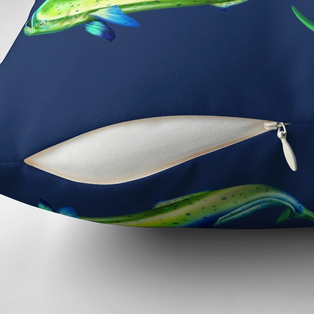 Soft, high-quality pillow featuring a mahi mahi or dolphin fish design for a cozy, ocean-inspired sleep experience.
