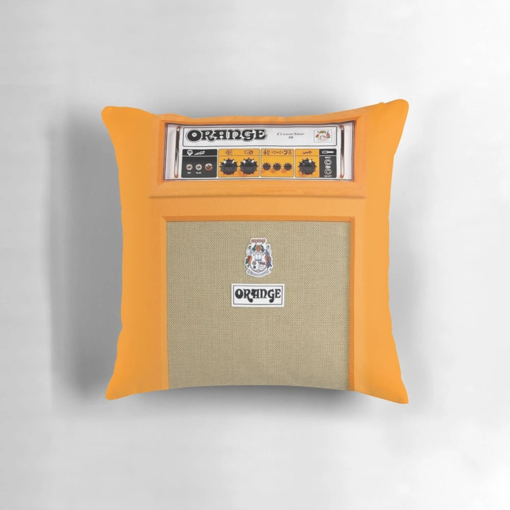 A soft, comfortable pillow featuring a guitar amplifier design, perfect for music enthusiasts.