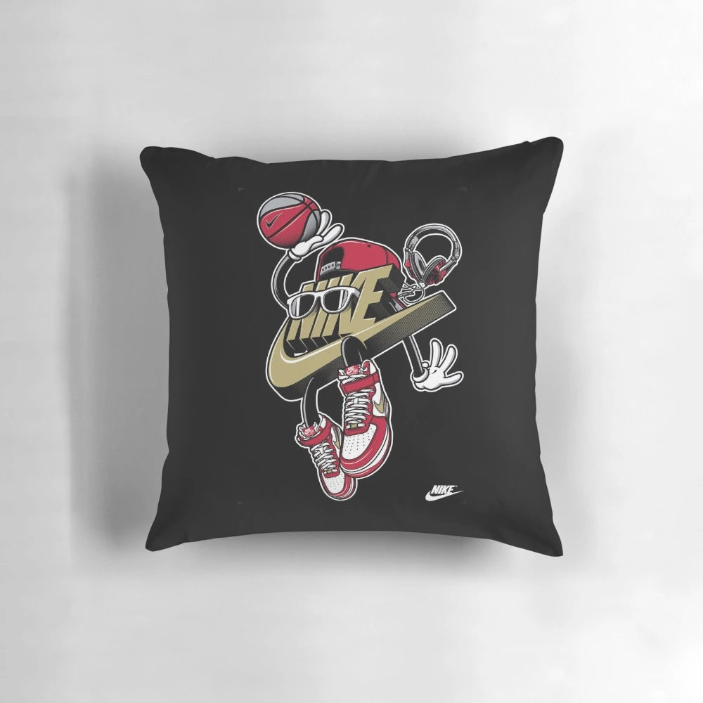 Soft and plush Nike basketball character pillow, perfect for sports-themed home decor.