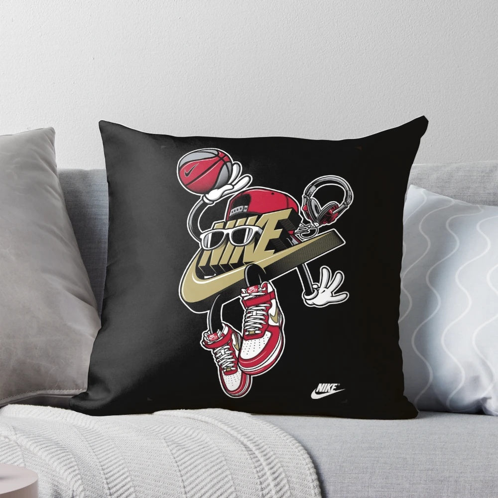 Soft and plush Nike basketball character pillow, perfect for sports-themed home decor.