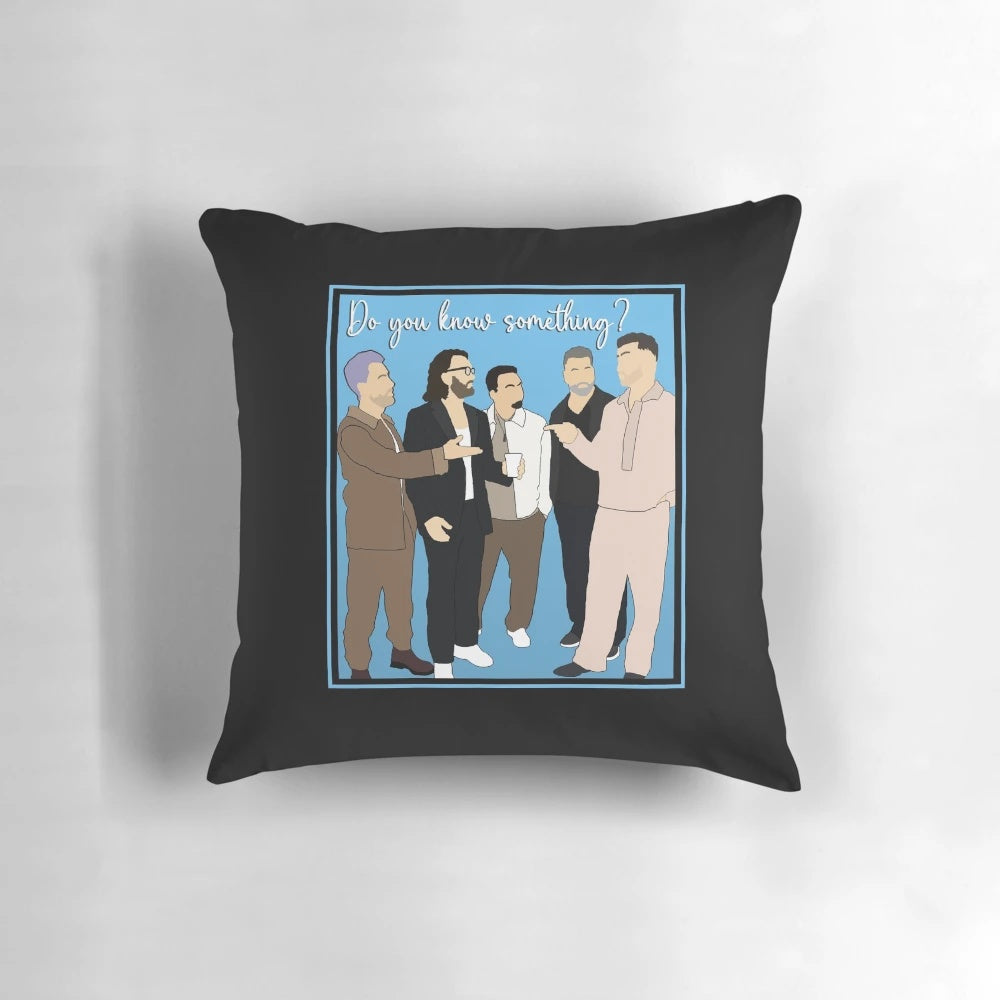 An NSYNC-themed pillow featuring the members of the popular 90s boy band
