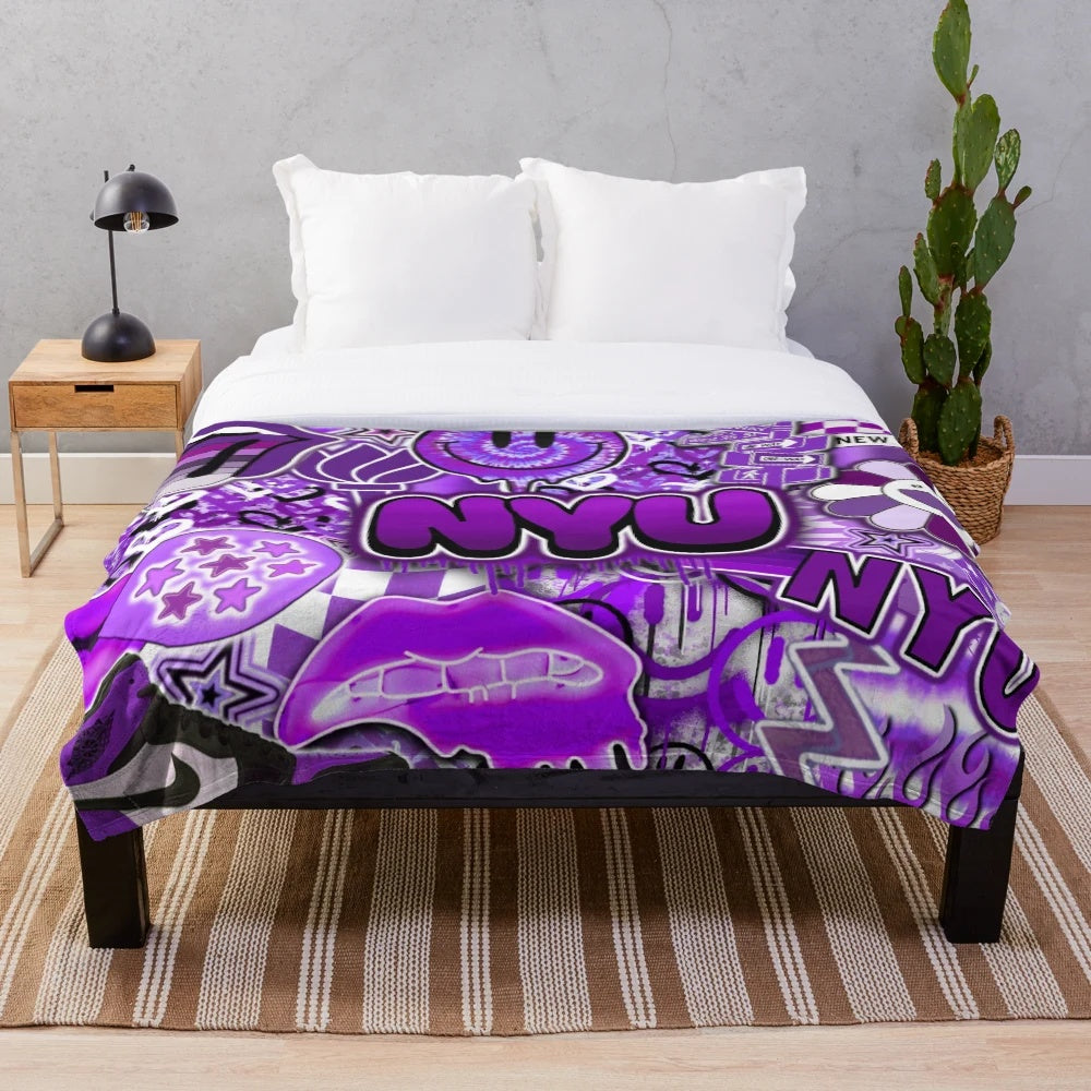 Soft and cozy NYU 2.0 plush blanket for college dorms and university gifts