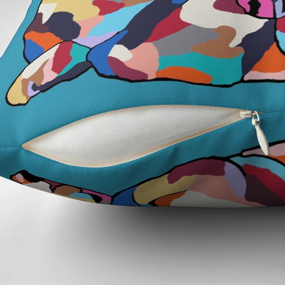 Soft, plush pet pillow featuring a French bulldog design
