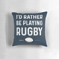 Plush rugby-themed pillow featuring a graphic design for rugby enthusiasts