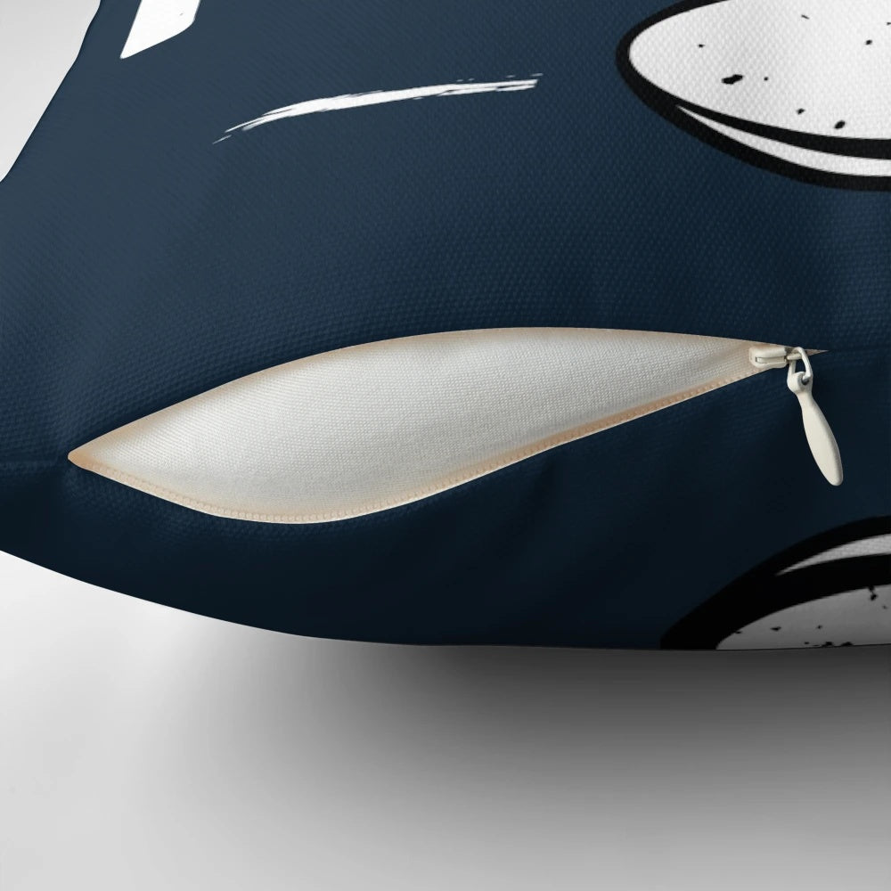 Plush rugby-themed pillow featuring a graphic design for rugby enthusiasts