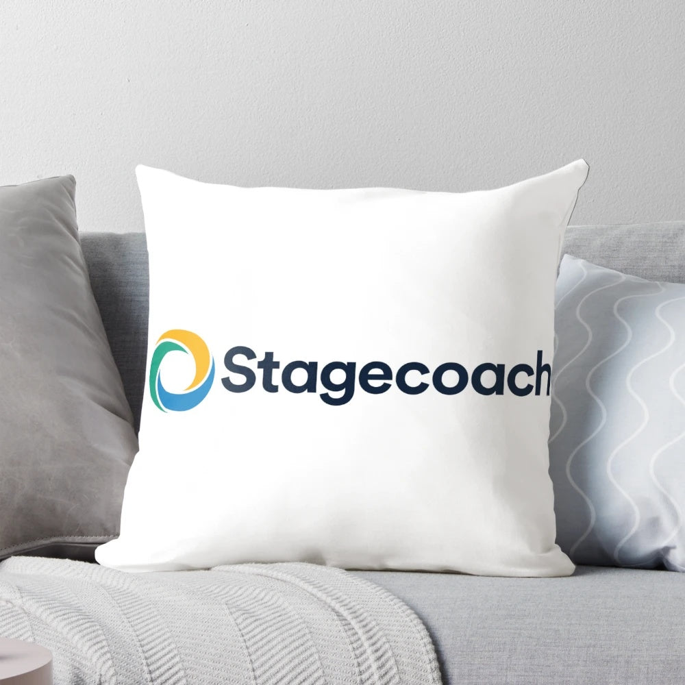 A plush, supportive stagecoach-themed travel pillow for relaxing on the bus.