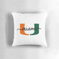University of Miami Hurricanes themed throw pillow