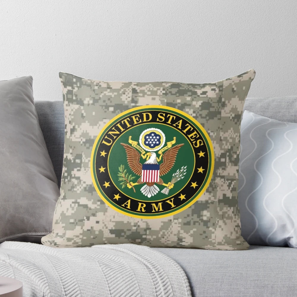 A soft, high-quality pillow featuring the iconic US Army camouflage design