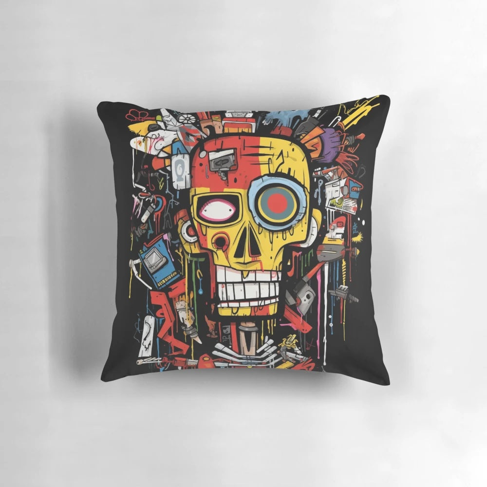 White pillow with red eye design, offering eye support and comfort for a good night's sleep.