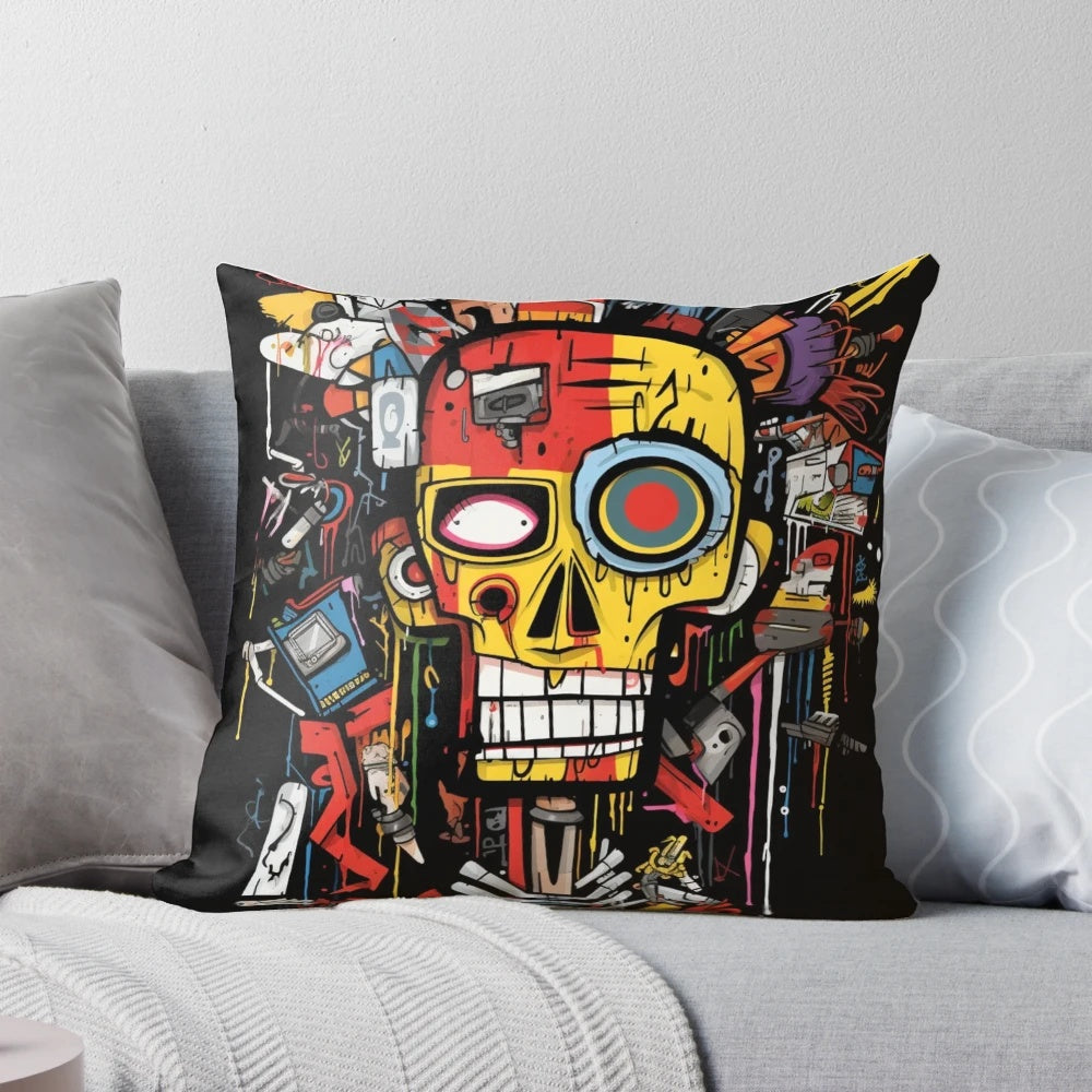 White pillow with red eye design, offering eye support and comfort for a good night's sleep.