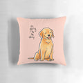 Soft, plush golden retriever puppy pillow with uplifting "It Will Be Okay" text