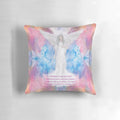 A plush prayer pillow featuring a guardian angel design, perfect for children's spiritual and religious needs.