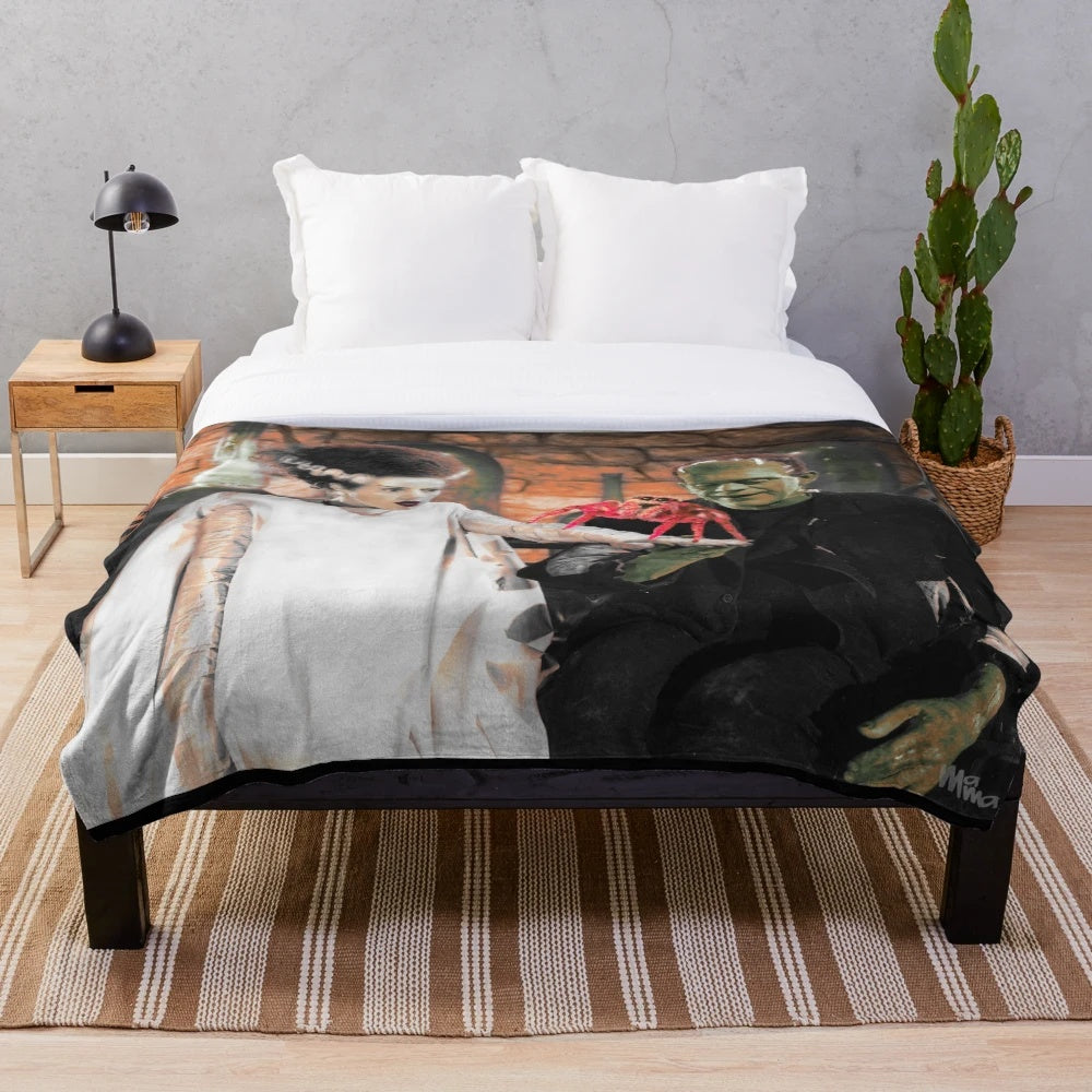 A soft and snuggly plush blanket featuring a mama art design, perfect for movie nights and overcoming fears.