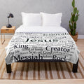 Plush blanket featuring inspirational Bible verses about Jesus Christ
