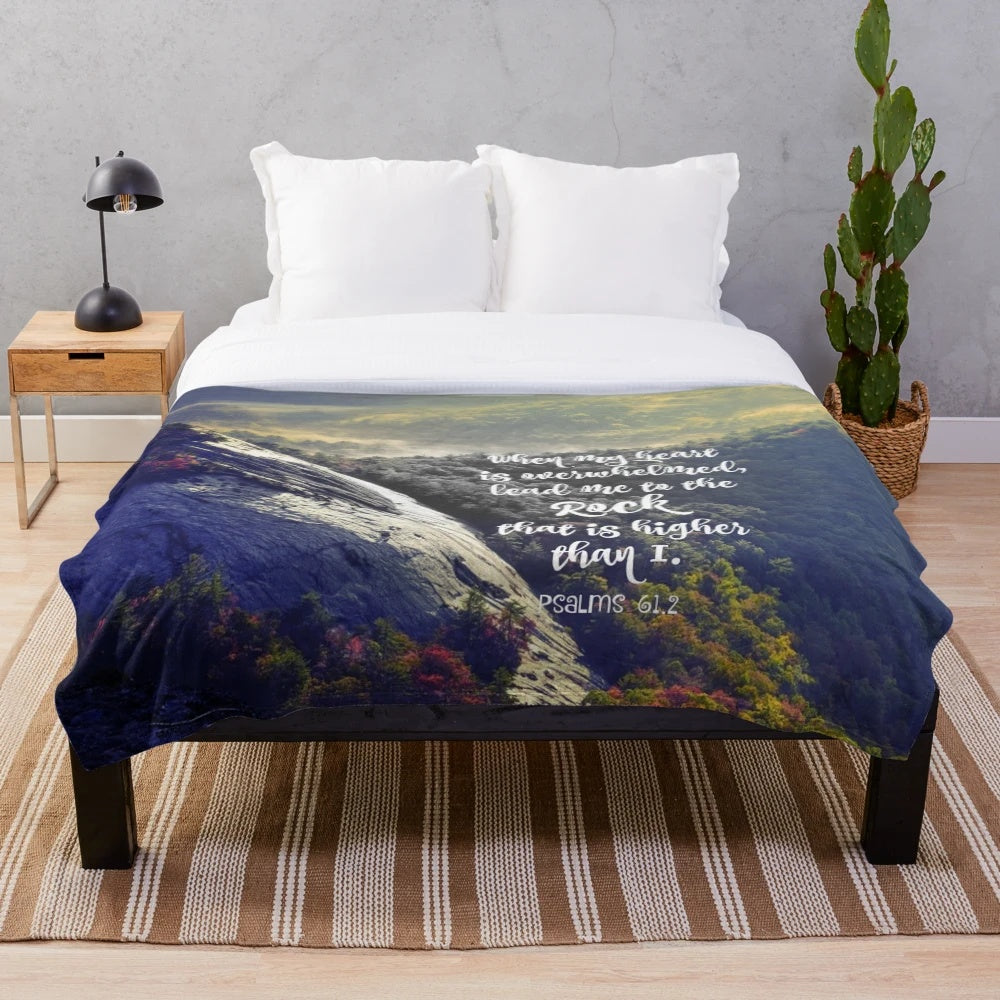 Soft and cozy plush blanket featuring an encouraging Bible verse
