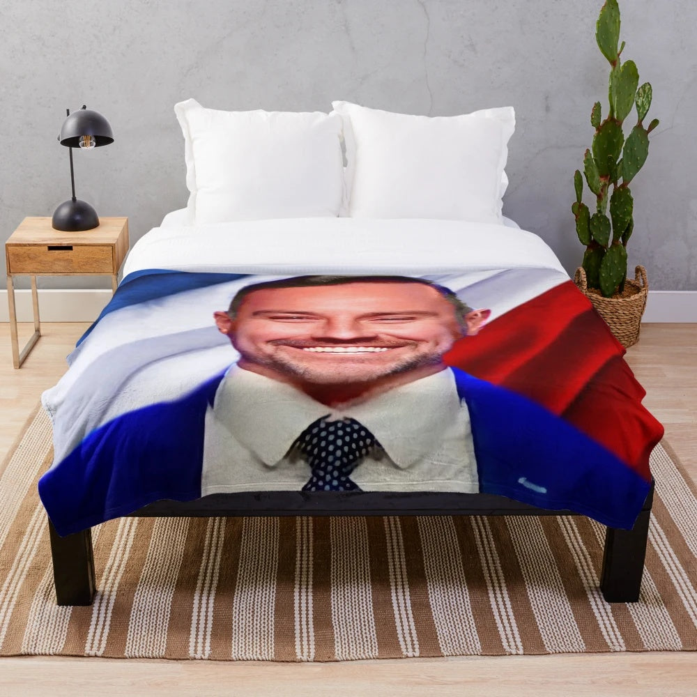 Soft and warm plush blanket featuring a Scottish football sports presenter